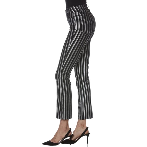 Paige Colette High-Rise Crop Flare Silver Stripe Jeans size 25 - Picture 4 of 13